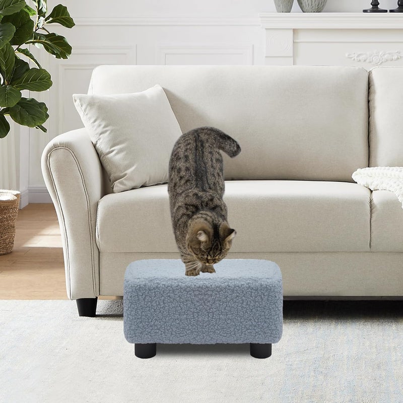 CAROLMADE Small Foot Stool Ottoman Footstool with Legs Under Desk Footrest for Living Room Bedroom and Office, Soft Blue - Image 5